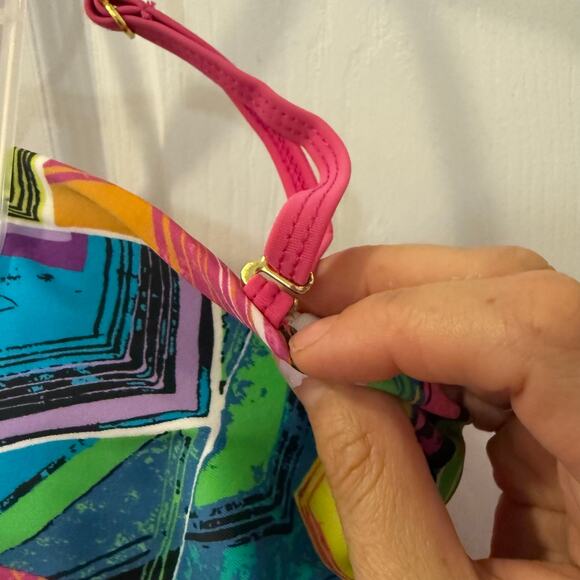 Hula Moon by Jam's World‎ hot pink retro print top tankini bathing suit top M - Picture 10 of 10